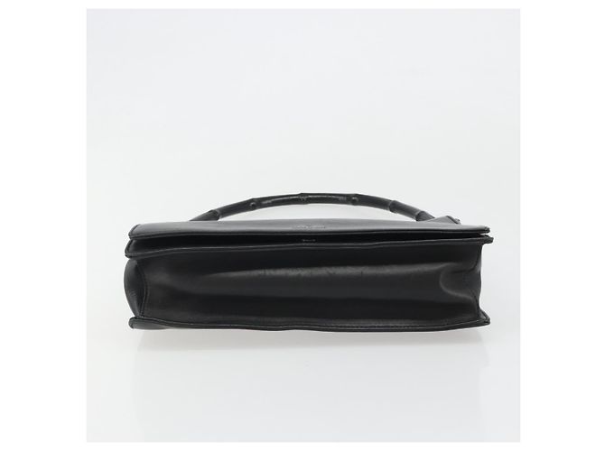 GUCCI Bamboo Shoulder Bag Leather Black Silver - vista 9