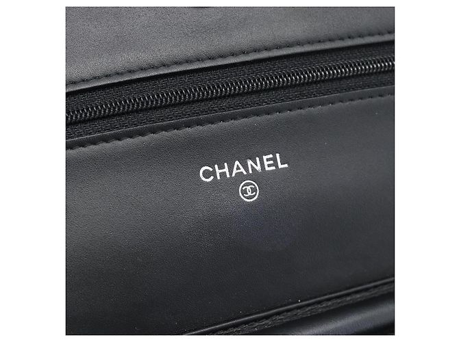 CHANEL COCO Mark Chain Wallet Shoulder Bag Patent White Black CC - vista 20