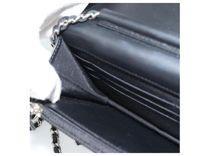 CHANEL COCO Mark Chain Wallet Shoulder Bag Patent White Black CC - vista 22