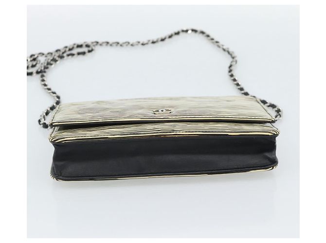 CHANEL COCO Mark Chain Wallet Shoulder Bag Patent White Black CC - vista 5