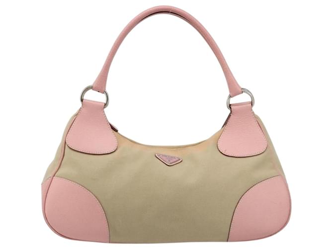 PRADA Hand Bag Canvas Beige Silver - vista 13