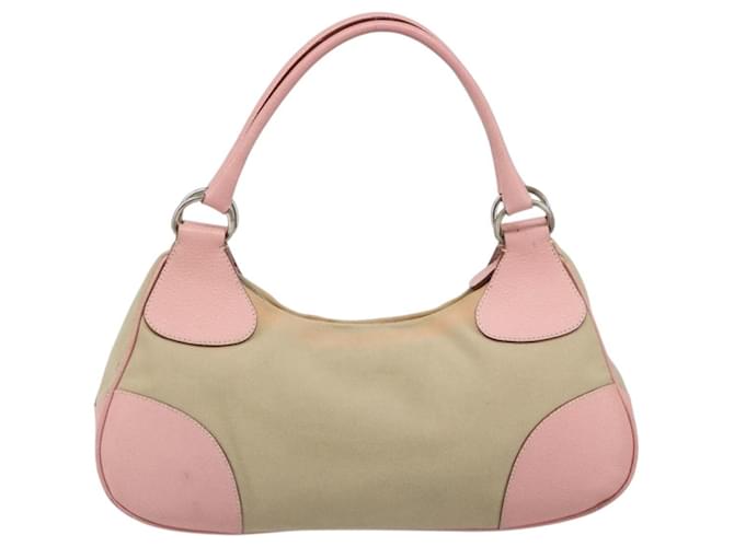 PRADA Hand Bag Canvas Beige Silver - vista 2