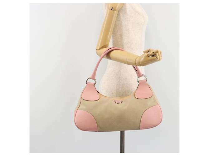 PRADA Hand Bag Canvas Beige Silver - vista 26