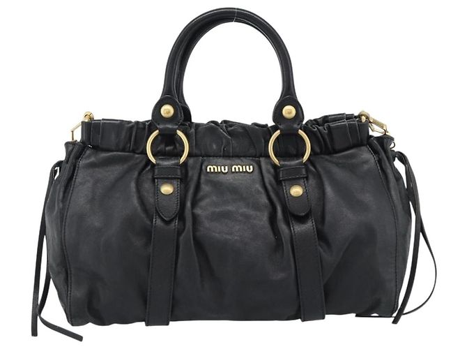 Miu Miu Hand Bag Leather 2way Black Gold - vista 13