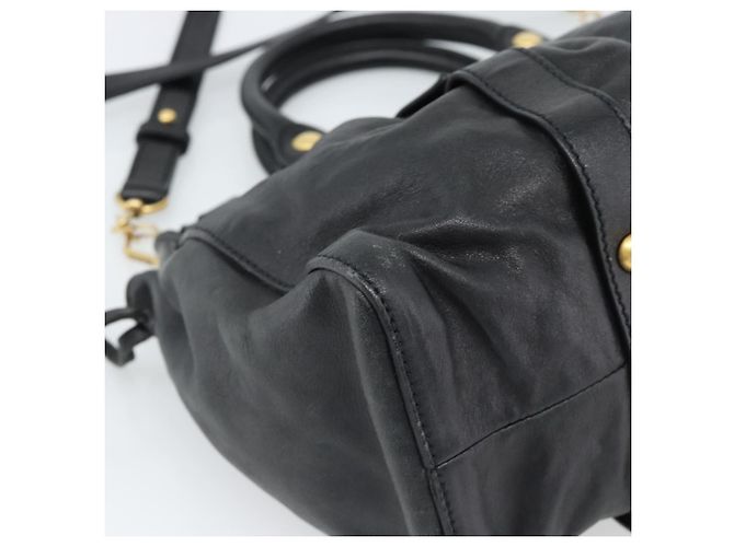 Miu Miu Hand Bag Leather 2way Black Gold - vista 17