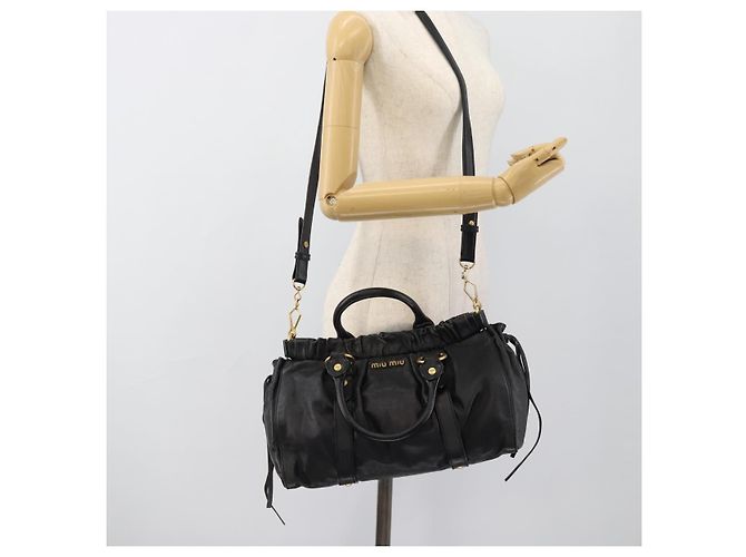Miu Miu Hand Bag Leather 2way Black Gold - vista 23