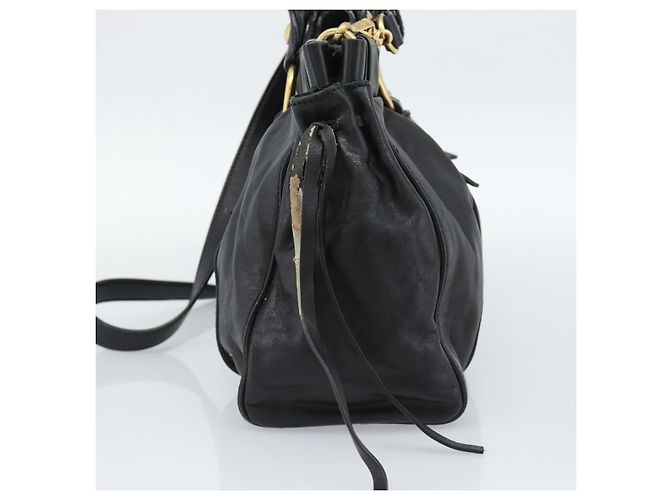 Miu Miu Hand Bag Leather 2way Black Gold - vista 3