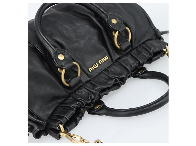Miu Miu Hand Bag Leather 2way Black Gold - vista 6