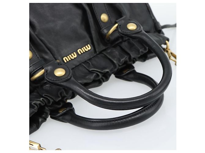 Miu Miu Hand Bag Leather 2way Black Gold - vista 7
