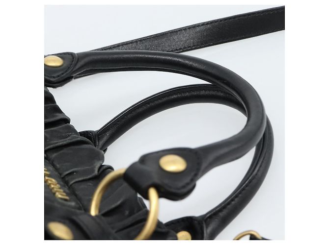 Miu Miu Hand Bag Leather 2way Black Gold - vista 8