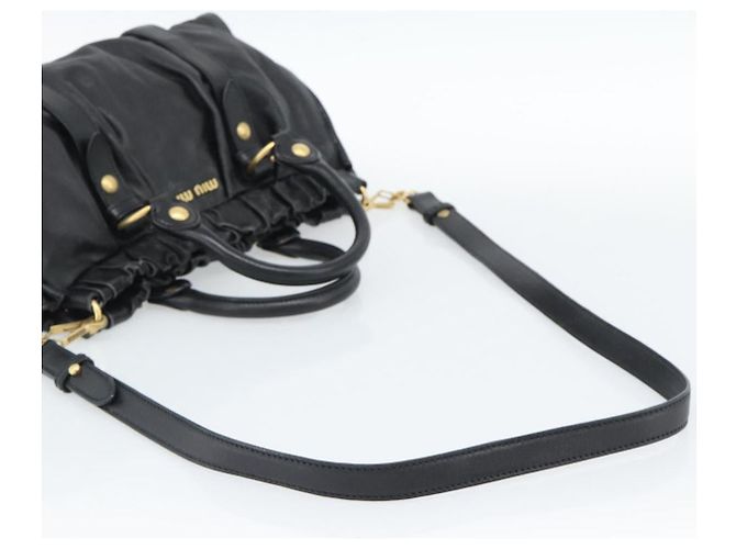 Miu Miu Hand Bag Leather 2way Black Gold - vista 9