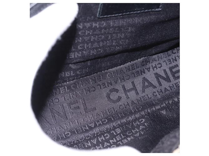 CHANEL Choco Bar Chain Shoulder Bag Satin Black Silver CC - vista 11