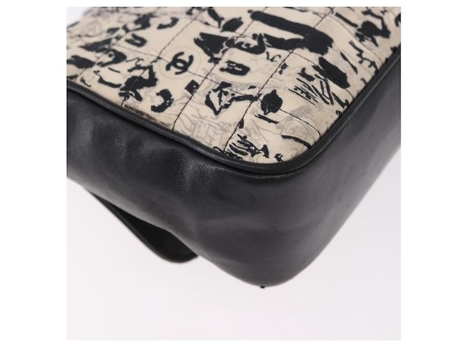 CHANEL Choco Bar Chain Shoulder Bag Satin Black Silver CC - vista 15