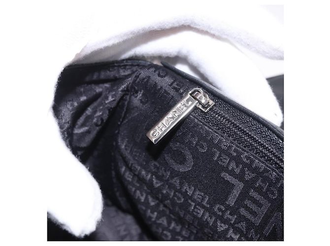 CHANEL Choco Bar Chain Shoulder Bag Satin Black Silver CC - vista 21