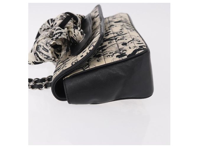 CHANEL Choco Bar Chain Shoulder Bag Satin Black Silver CC - vista 4