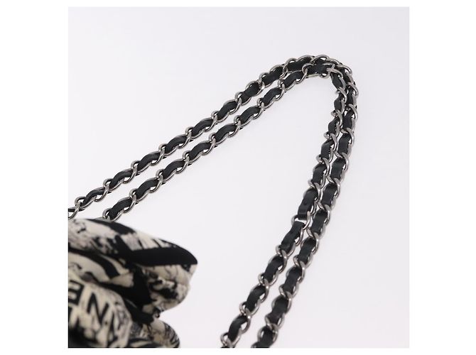 CHANEL Choco Bar Chain Shoulder Bag Satin Black Silver CC - vista 8