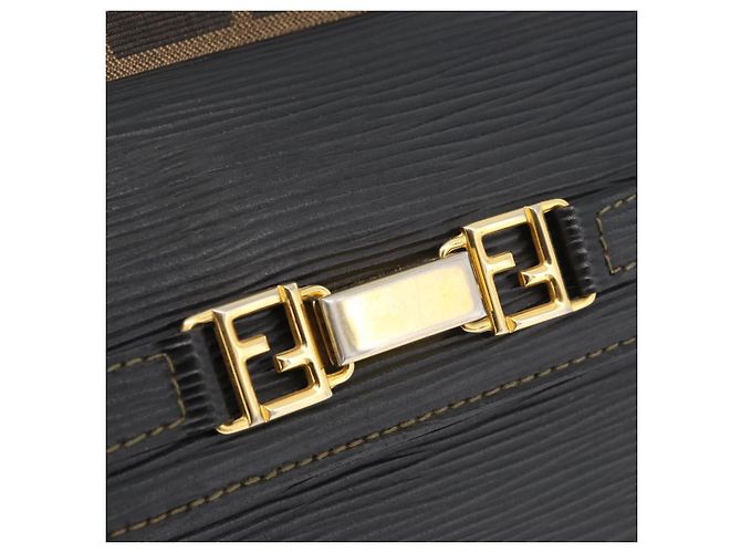 FENDI Zucca Canvas Hand Bag Black Brown - vista 18