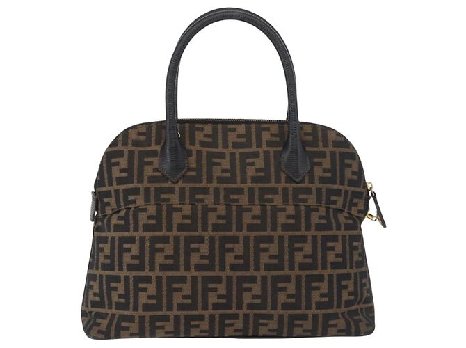 FENDI Zucca Canvas Hand Bag Black Brown - vista 2