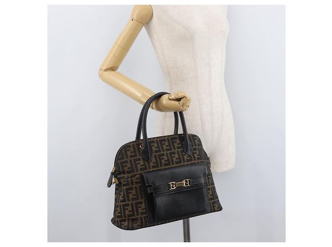 FENDI Zucca Canvas Hand Bag Black Brown - vista 25
