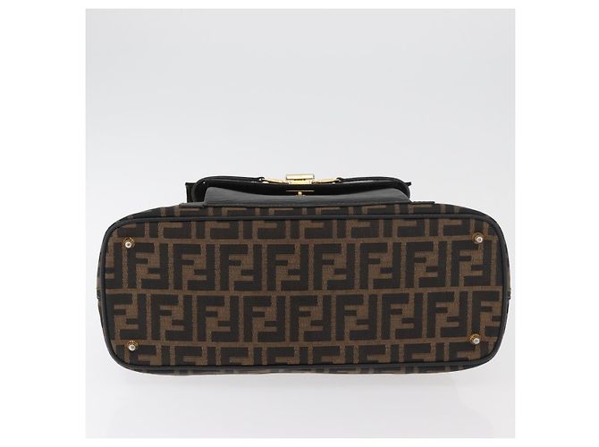 FENDI Zucca Canvas Hand Bag Black Brown - vista 5