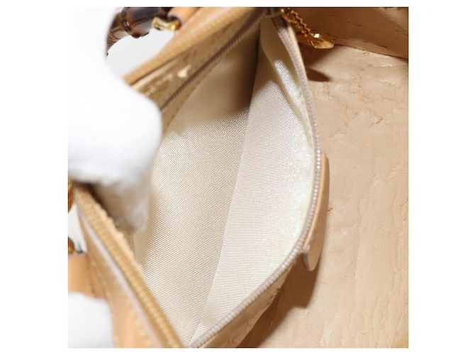 GUCCI Sac à main Bamboo Cuir 2way Beige Gold - vue 23