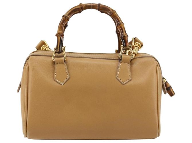 GUCCI Sac à main Bamboo Cuir 2way Beige Gold - vue 3