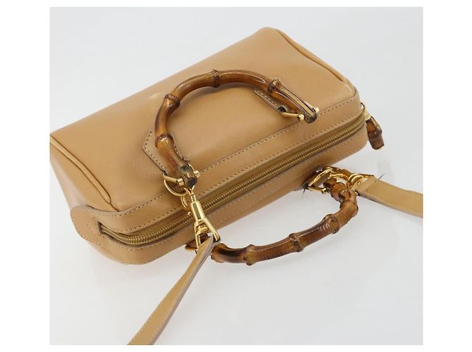 GUCCI Sac à main Bamboo Cuir 2way Beige Gold - vue 6