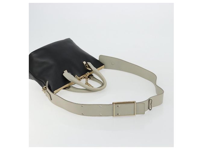 Chloé Chloe Bailey Hand Bag Leather 2way Black Gold - vista 9