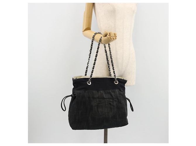 CHANEL COCO Mark Chain Shoulder Bag Denim Black Silver CC - vista 22