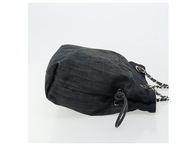 CHANEL COCO Mark Chain Shoulder Bag Denim Black Silver CC - vista 4