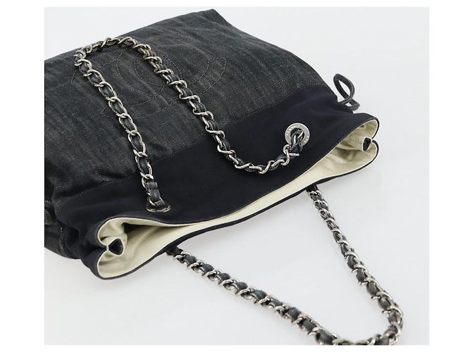 CHANEL COCO Mark Chain Shoulder Bag Denim Black Silver CC - vista 6