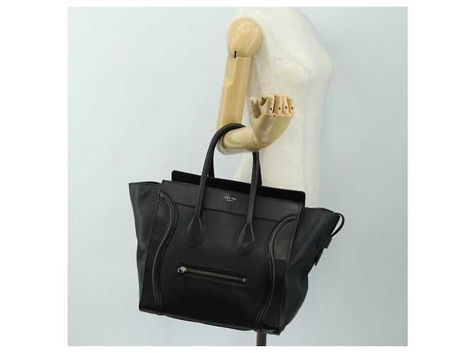 Céline CELINE Luggage Mini Hand Bag Leather Black Silver - Ansicht 24