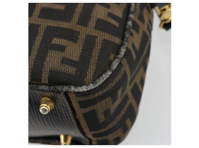 FENDI Zucca Canvas Hand Bag 2way Black Brown - vista 12