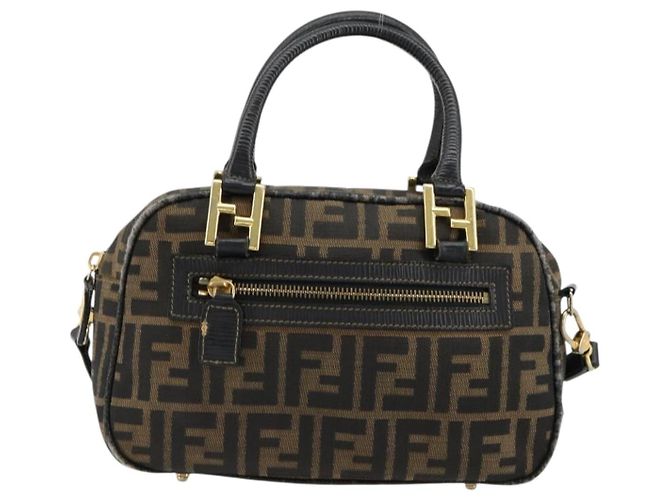 FENDI Zucca Canvas Hand Bag 2way Black Brown - vista 2