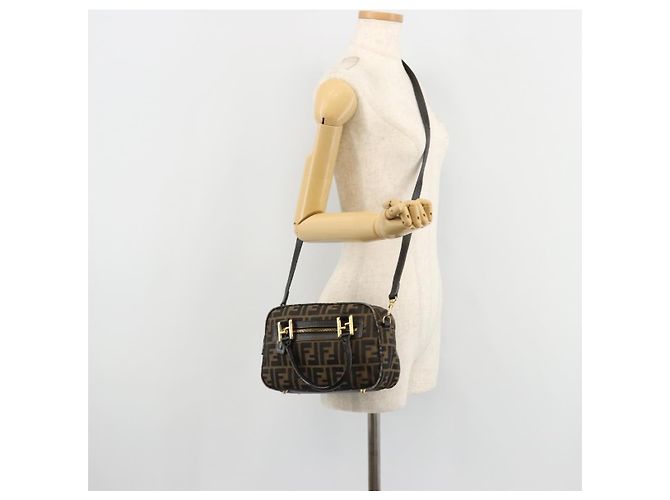 FENDI Zucca Canvas Hand Bag 2way Black Brown - vista 25