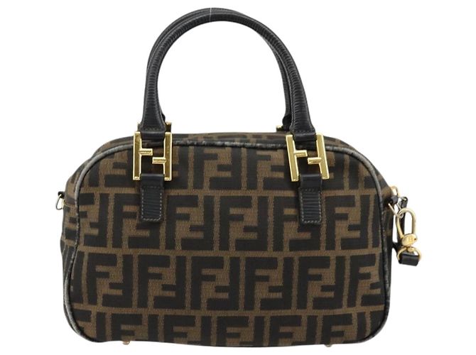 FENDI Zucca Canvas Hand Bag 2way Black Brown - vista 3