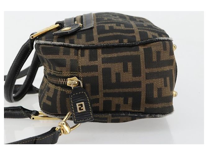 FENDI Zucca Canvas Hand Bag 2way Black Brown - vista 5