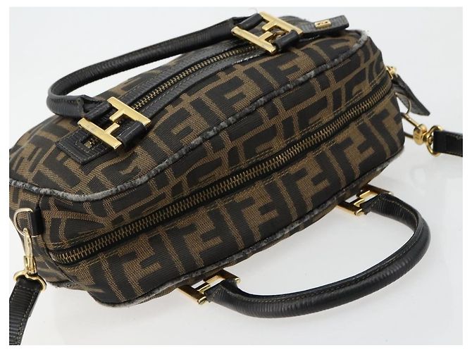 FENDI Zucca Canvas Hand Bag 2way Black Brown - vista 6