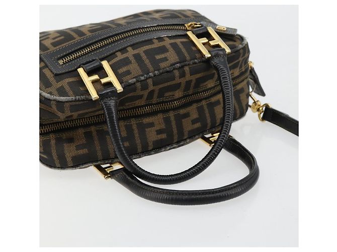 FENDI Zucca Canvas Hand Bag 2way Black Brown - vista 7