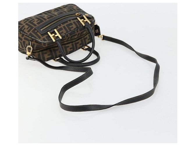 FENDI Zucca Canvas Hand Bag 2way Black Brown - vista 9
