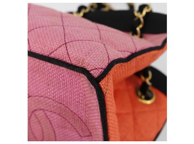 CHANEL Matelasse Chain Shoulder Bag Straw Multicolor Gold CC - vista 11