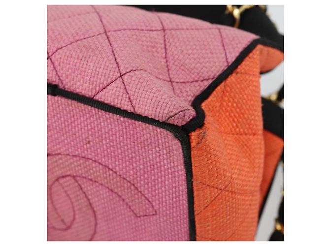 CHANEL Matelasse Chain Shoulder Bag Straw Multicolor Gold CC - vista 13