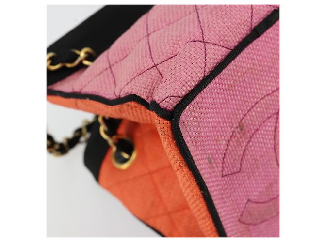 CHANEL Matelasse Chain Shoulder Bag Straw Multicolor Gold CC - vista 14