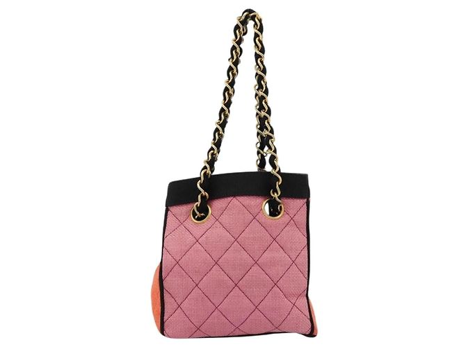 CHANEL Matelasse Chain Shoulder Bag Straw Multicolor Gold CC - vista 2