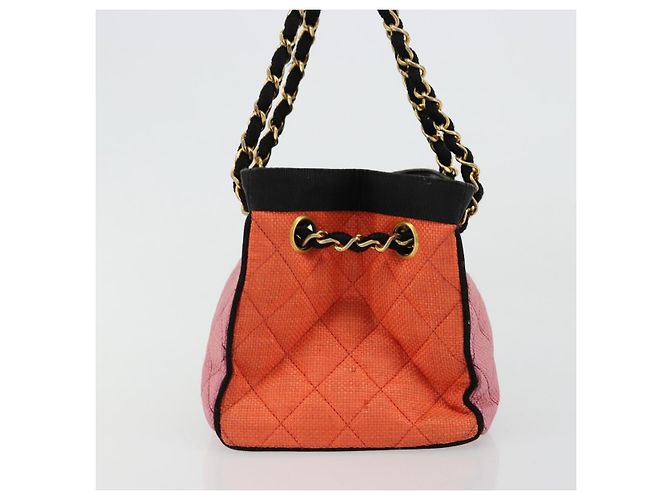 CHANEL Matelasse Chain Shoulder Bag Straw Multicolor Gold CC - vista 4