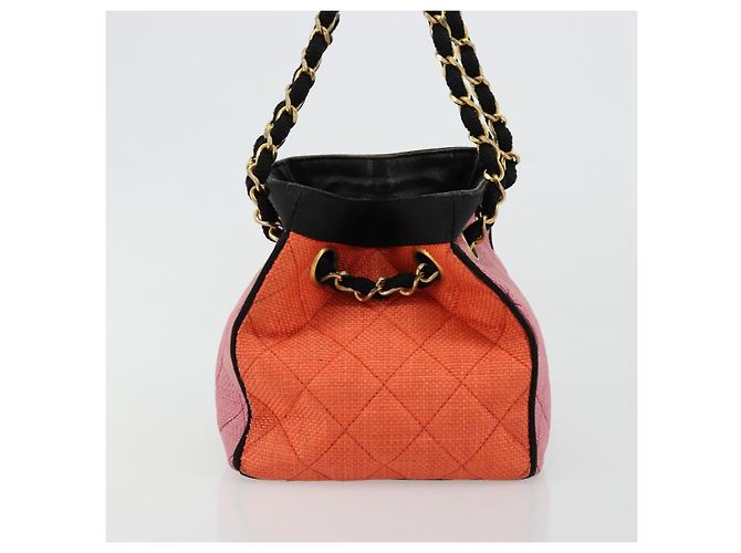 CHANEL Matelasse Chain Shoulder Bag Straw Multicolor Gold CC - vista 5