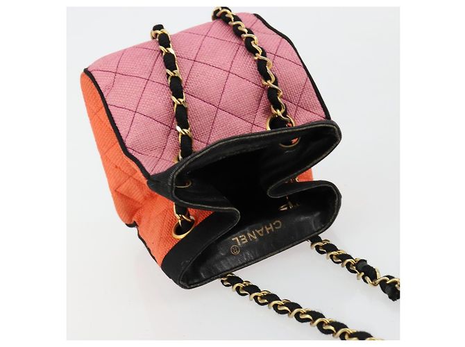 CHANEL Matelasse Chain Shoulder Bag Straw Multicolor Gold CC - vista 6