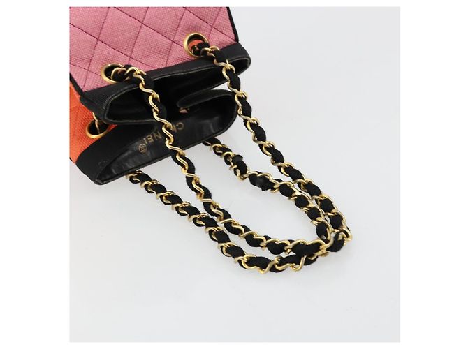 CHANEL Matelasse Chain Shoulder Bag Straw Multicolor Gold CC - vista 7