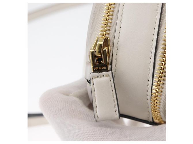 PRADA Hand Bag Leather 2way White Gold - vista 16