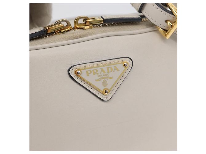 PRADA Hand Bag Leather 2way White Gold - vista 18